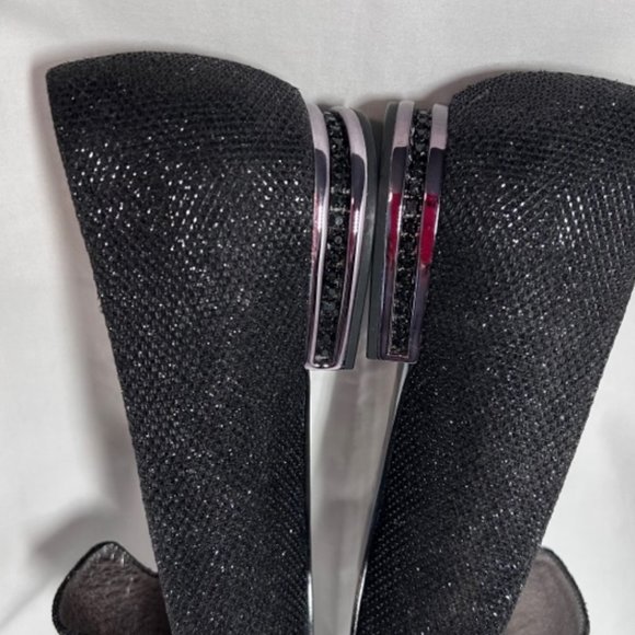 Adrianna Papell Taylor Jimmy Net Black Metallic Fabric Pointed Toe Slip On Flats - Picture 8 of 16